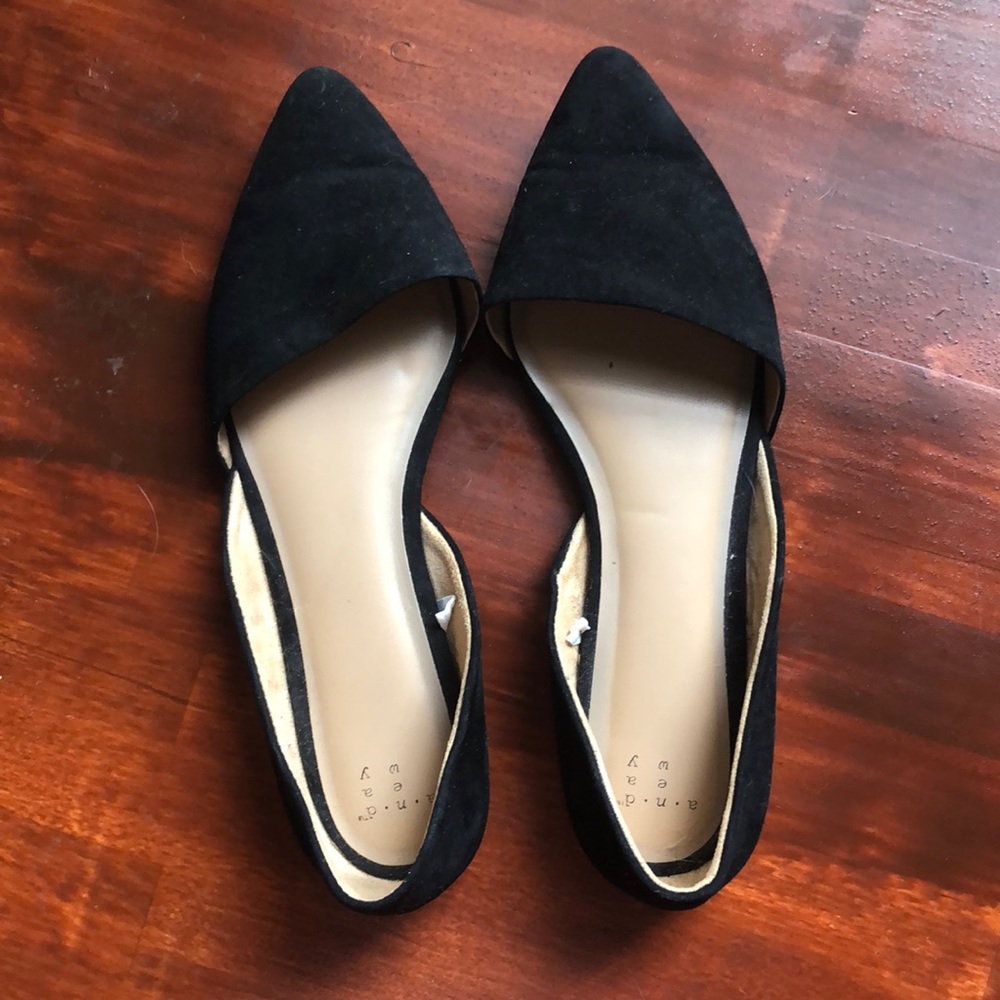 A New Day Black Velvet Pointed Toe Flats